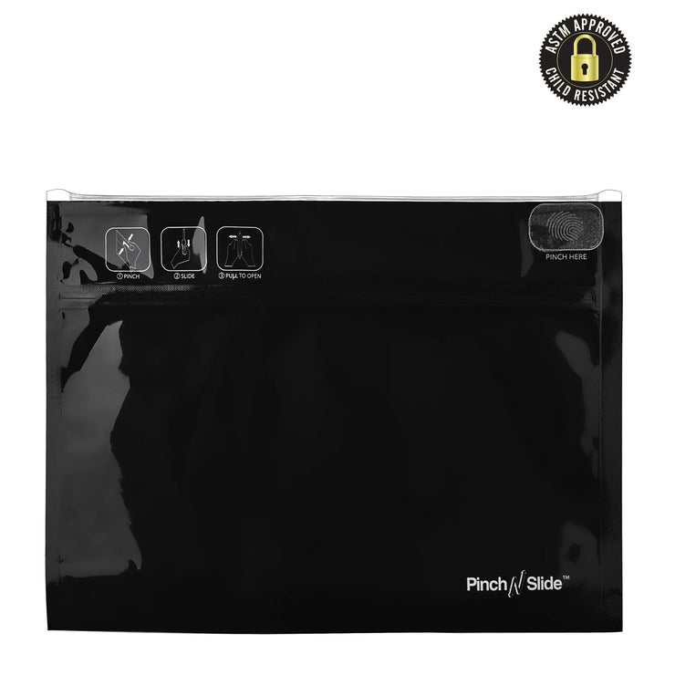 Pinch N Slide Child Resistant Mylar Bags Black 12" x 9" 250 Count