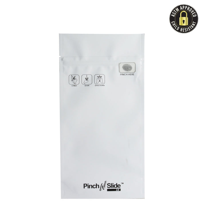 Pinch N Slide 2.0 Child Resistant Mylar Bags White 5" x 8.5" 250 Count