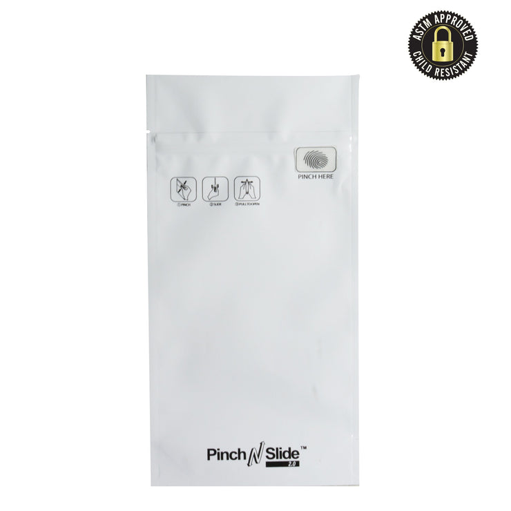 Pinch N Slide 2.0 Child Resistant Mylar Bags White 5" x 8.5" 250 Count