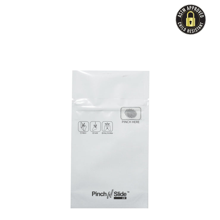 Pinch N Slide 2.0 Child Resistant Mylar Bags White 3.5" x 5" 250 Count