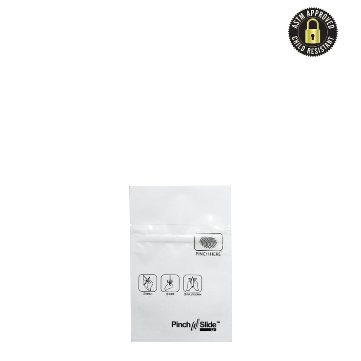 Pinch N Slide 2.0 Child Resistant Mylar Bags White 3.4" x 3.7" 250 Count