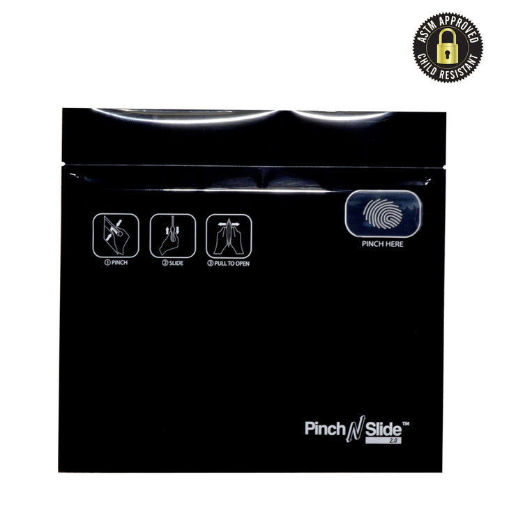 Pinch N Slide 2.0 Child Resistant Mylar Bags Black 8" x 6" 250 Count