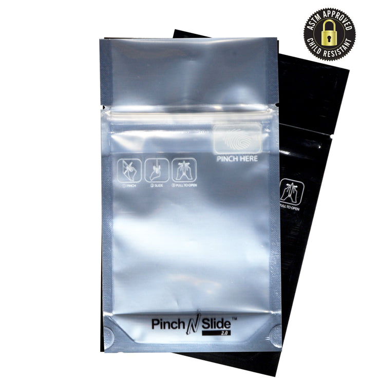 Pinch N Slide 2.0 Child Resistant Mylar Bags Black Vista 3.5" x 5" 250 Count