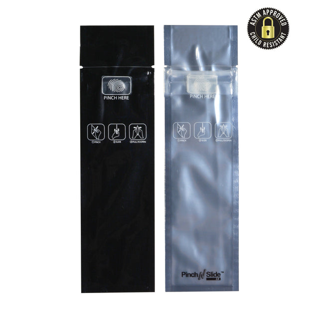Pinch N Slide 2.0 Child Resistant Mylar Bags Black Vista 2.4" x 7.2" 250 Count