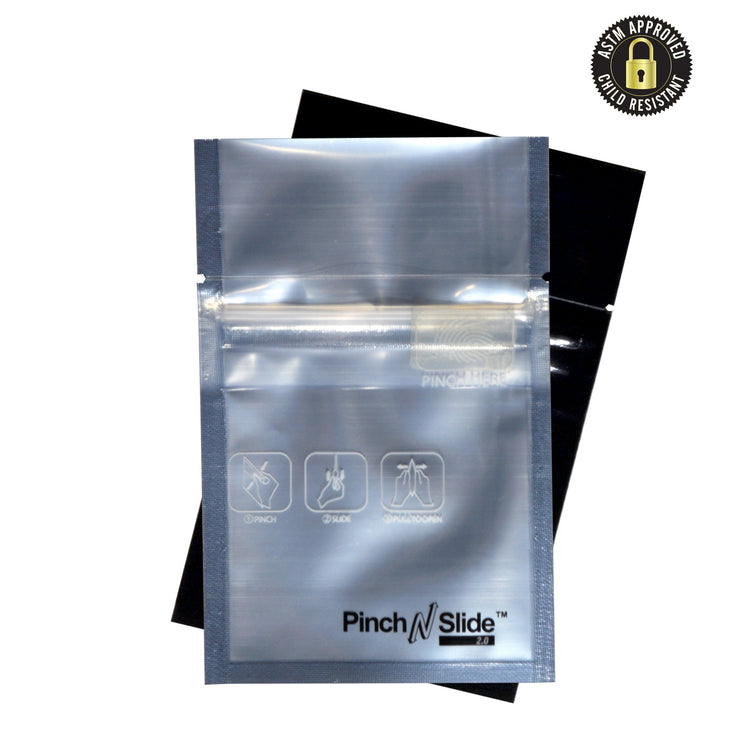 Pinch N Slide 2.0 Child Resistant Mylar Bags Black Vista 3.4" x 3.7" 250 Count