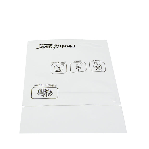 Pinch N Slide 2.0 Child Resistant Mylar Bags White 3.4" x 3.7" 250 Count